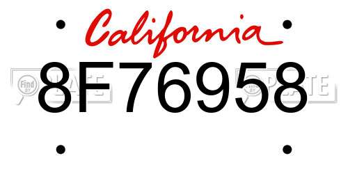 8F76958 California License Plate