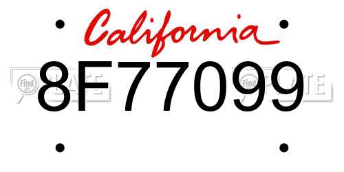 8F77099 California License Plate