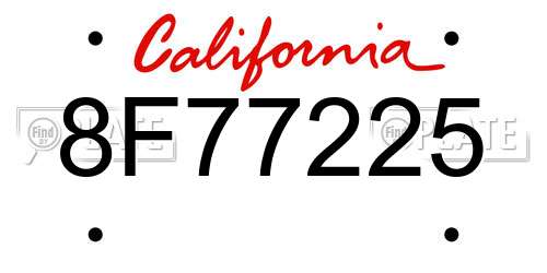 8F77225 California License Plate