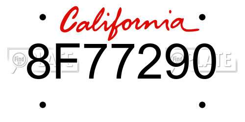 8F77290 California License Plate