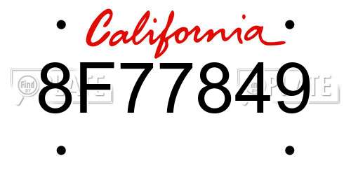 8F77849 California License Plate