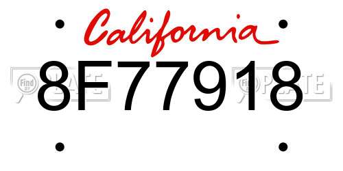 8F77918 California License Plate
