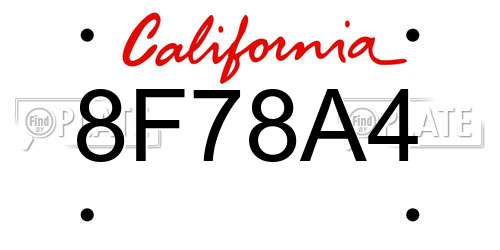 8F78A4 California License Plate