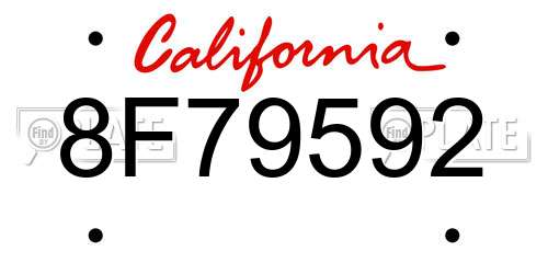 8F79592 California License Plate