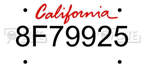 8F79925 California License Plate