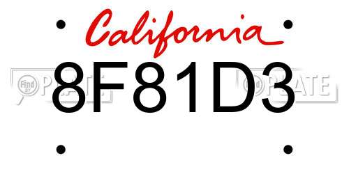 8F81D3 California License Plate