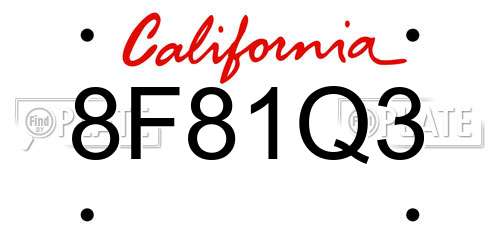 8F81Q3 California License Plate