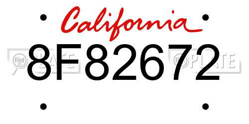 8F82672 California License Plate