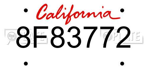 8F83772 California License Plate
