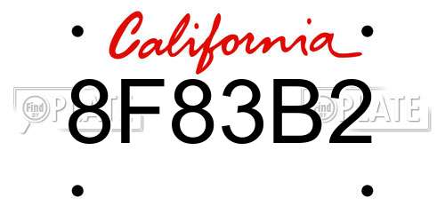 8F83B2 California License Plate