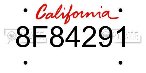 8F84291 California License Plate