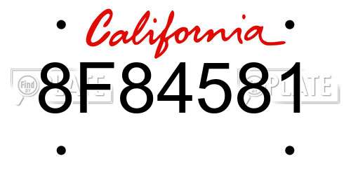 8F84581 California License Plate
