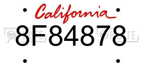 8F84878 California License Plate