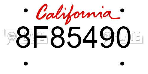 8F85490 California License Plate