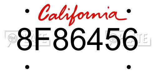 8F86456 California License Plate