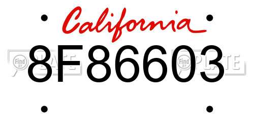 8F86603 California License Plate