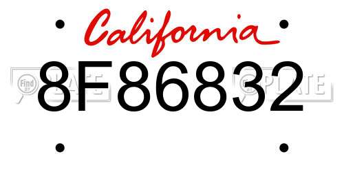 8F86832 California License Plate