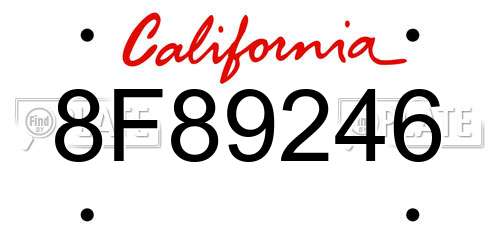 8F89246 California License Plate