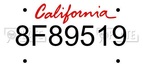 8F89519 California License Plate