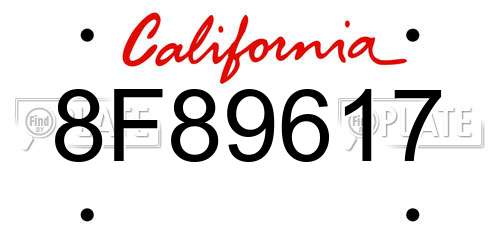 8F89617 California License Plate