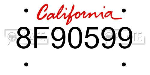 8F90599 California License Plate
