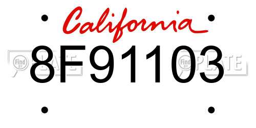 8F91103 California License Plate