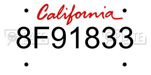 8F91833 California License Plate