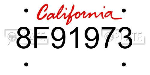 8F91973 California License Plate