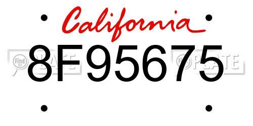 8F95675 California License Plate