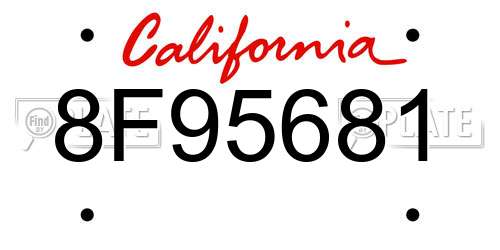 8F95681 California License Plate