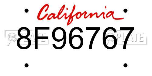 8F96767 California License Plate