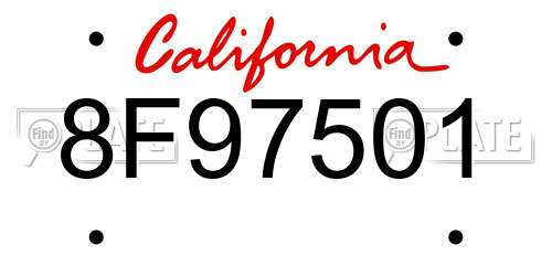 8F97501 California License Plate