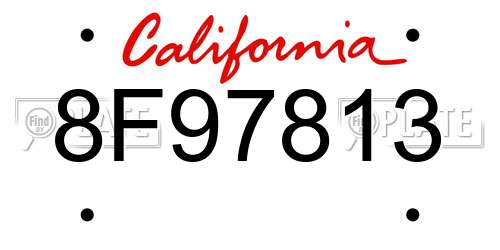 8F97813 California License Plate