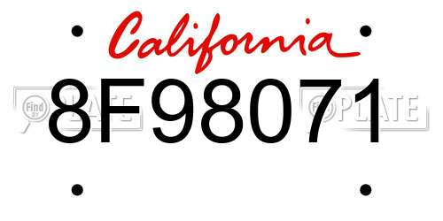 8F98071 California License Plate