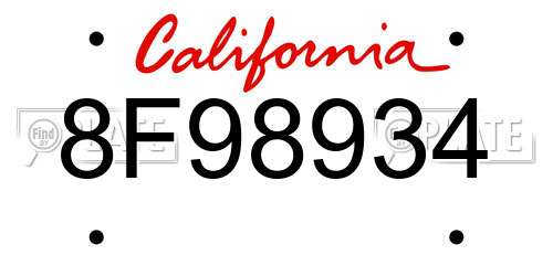 8F98934 California License Plate