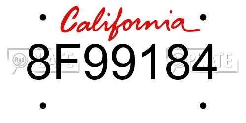 8F99184 California License Plate