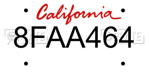 8FAA464 California License Plate