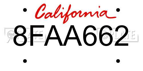 8FAA662 California License Plate