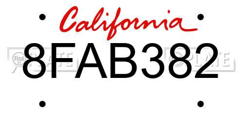 8FAB382 California License Plate