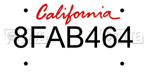 8FAB464 California License Plate