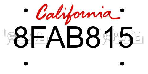 8FAB815 California License Plate