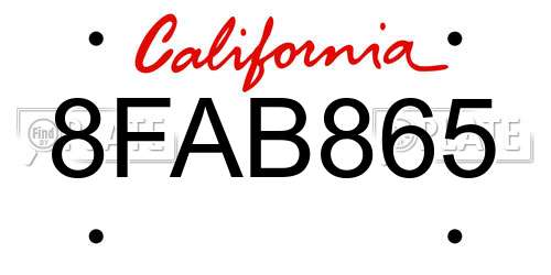 8FAB865 California License Plate