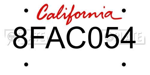 8FAC054 California License Plate