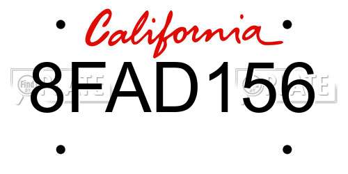 8FAD156 California License Plate