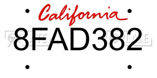 8FAD382 California License Plate