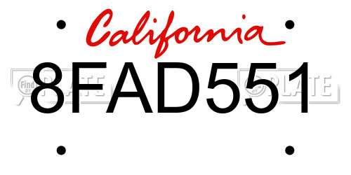8FAD551 California License Plate