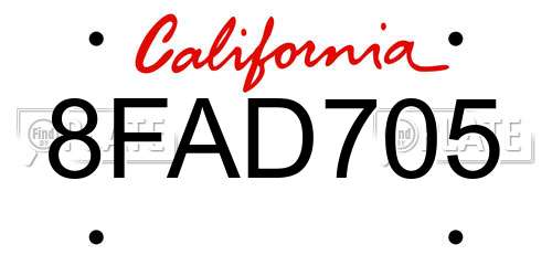 8FAD705 California License Plate