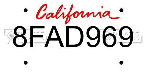 8FAD969 California License Plate