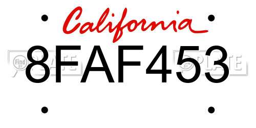 8FAF453 California License Plate