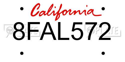 8FAL572 California License Plate